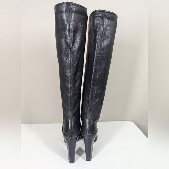 STUART weitzman Black Knee High Leather Boots Platform Heels Size 8 - Picture 5 of 12